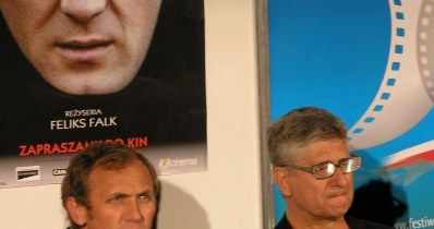 Andrzej Chyra i reżyser Feliks Falk na konferencji prasowej /INTERIA.PL