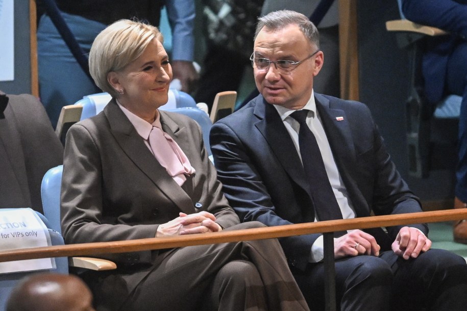 Andrzej Duda i Agata Kornhauser-Duda podczas specjalnej sesji Zgromadzenia Ogólnego ONZ w siedzibie Organizacji Narodów Zjednoczonych w Nowym Jorku /PAP/Radek Pietruszka    /PAP