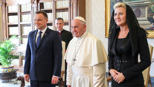 Andrzej Duda, papież Franciszek, Agata Kornhauser-Duda /Jakub Szymczuk /PAP