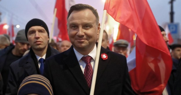 Andrzej Duda podczas marszu z okazji 100. rocznicy odzyskania niepodległości / 	Tomasz Gzell    /PAP