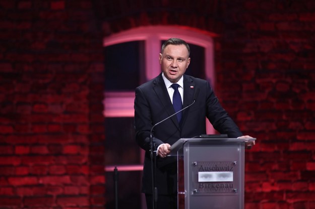 Andrzej Duda podczas uroczystości w Oświęcimiu //Łukasz Gągulski /PAP