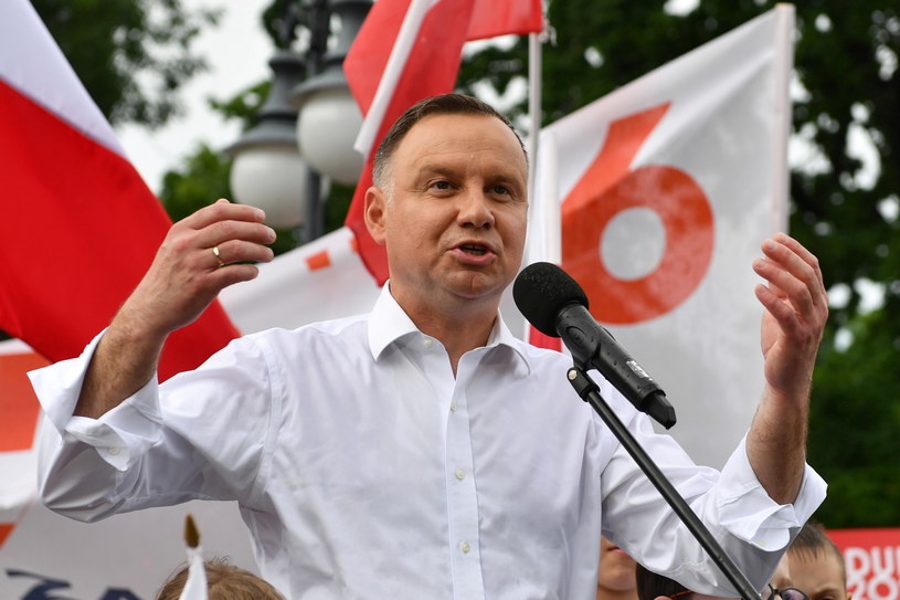 Andrzej Duda podczas wiecu wyborczego /Wojtek Jargiło /PAP