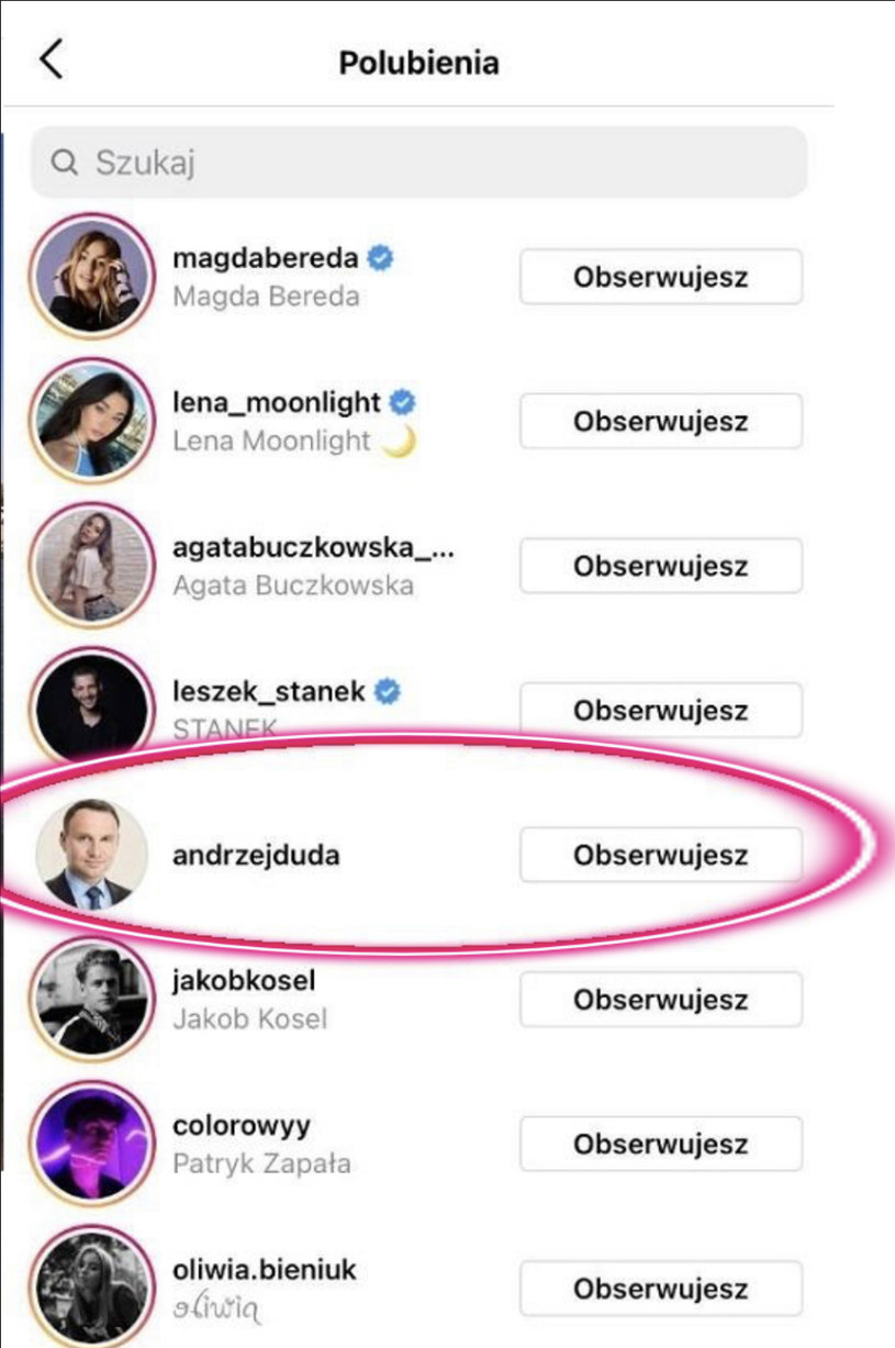Andrzej Duda polajkował Roxie zdjęcie /Instagram