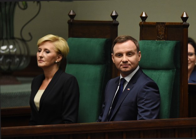 Andrzej Duda z małżonką Agatą Kornhauser-Dudą /Radek Pietruszka /PAP