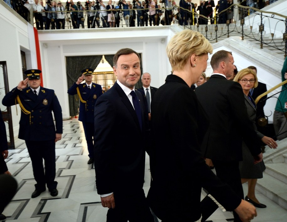 Andrzej Duda z żoną na sejmowym korytarzuq /PAP/Bartłomiej Zborowski /PAP
