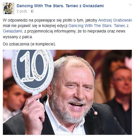 Andrzej Grabowski pozostaje jurorem "TzG" /Facebook