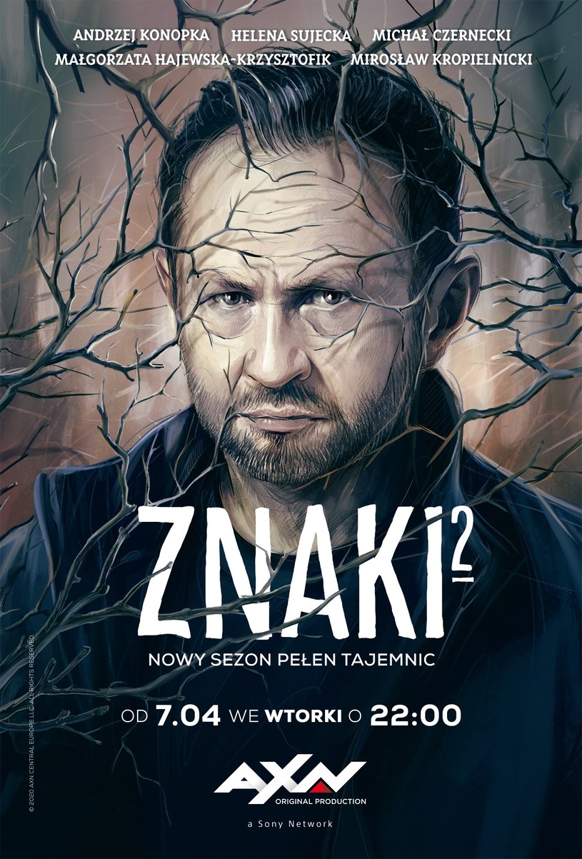 Andrzej Konopka na plakacie reklamującym drugi sezon "Znaków" - proj. Michał Trela /  AXN /materiały prasowe