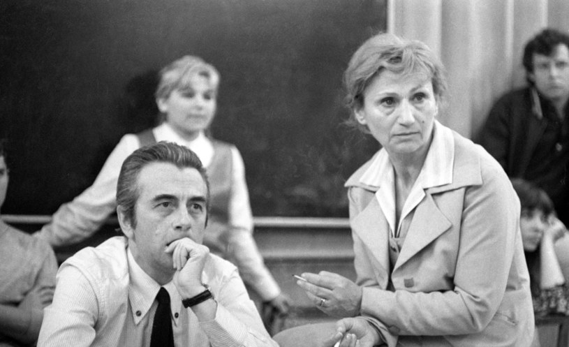 Andrzej Łapicki i Ryszarda Hanin podczas zajęć w szkole teatralnej w 1970 roku /Anastazja Wionczek /East News