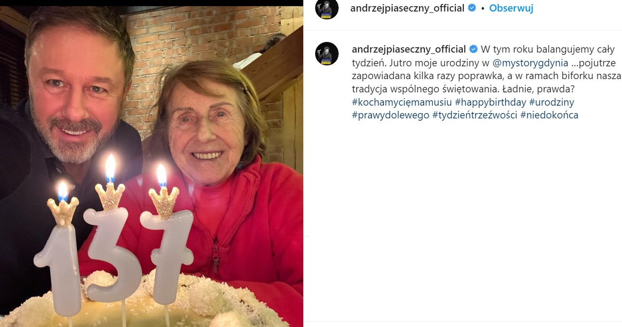 Andrzej Piaseczny z mamą /https://www.instagram.com/andrzejpiaseczny_official/ /Instagram