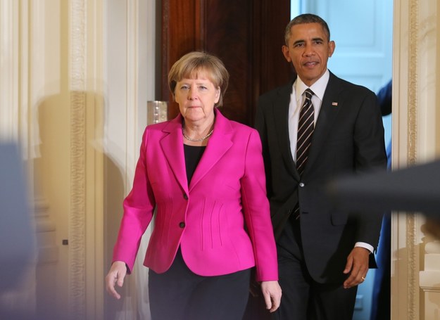 Angela Merkel i Barack Obama po rozmowach w Waszyngtonie /MICHAEL KAPPELER /PAP/EPA