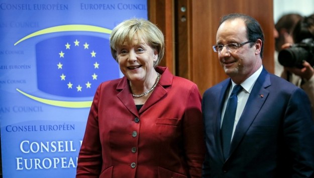 Angela Merkel i Francois Hollande /OLIVIER HOSLET /PAP/EPA