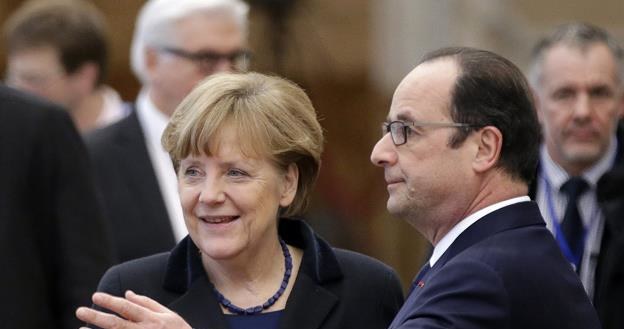 Angela Merkel (L) i Francois Hollande (P) dzisiaj w Mińsku /EPA