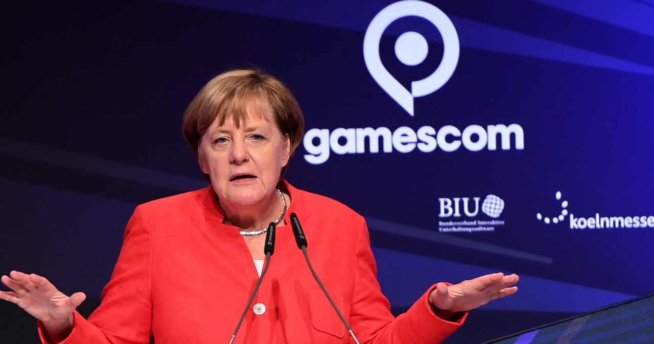 Angela Merkel na targach Gamescom /AFP