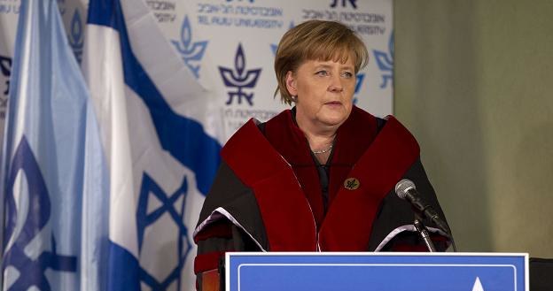Angela Merkel na uniwersytecie w Tel Awiwie /AFP