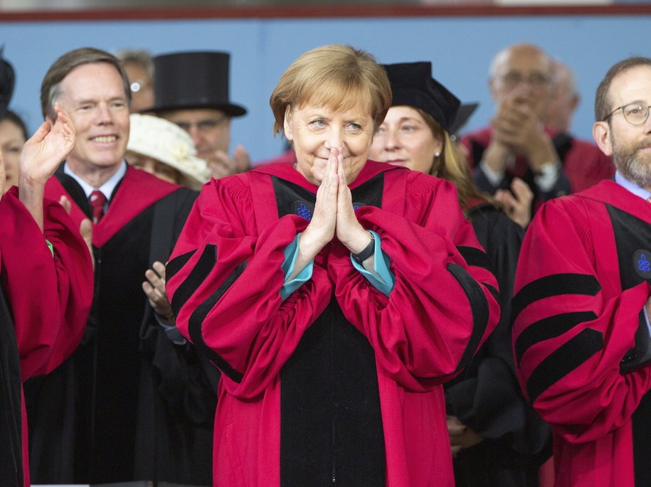 Angela Merkel odbiera tytuł doktora honoris causa uniwersytetu Cambridge /CJ GUNTHER /PAP/EPA