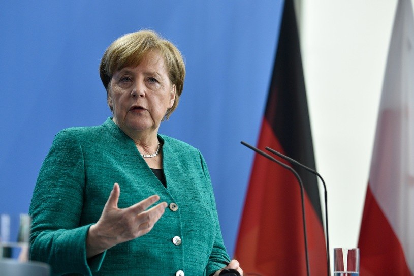 Angela Merkel po spotkaniu z Mateuszem Morawieckim /PAP/EPA