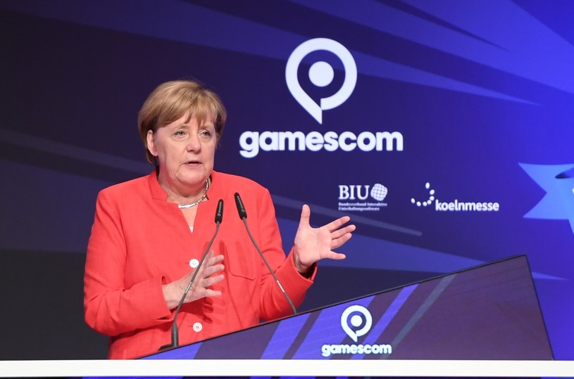 Angela Merkel podczas wystąpienia na targach Gamescom 2017 /AFP