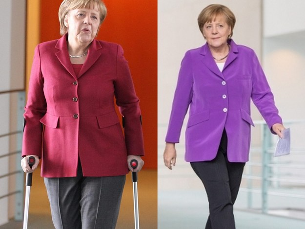 Angela Merkel w lutym i teraz /WOLFGANG KUMM / HANNIBAL HANSCHKE /PAP/EPA