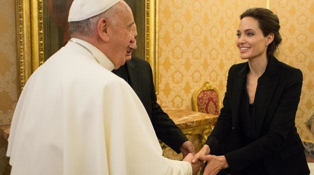 Angelina Jolie na audiencji u papieża Franciszka /AFP