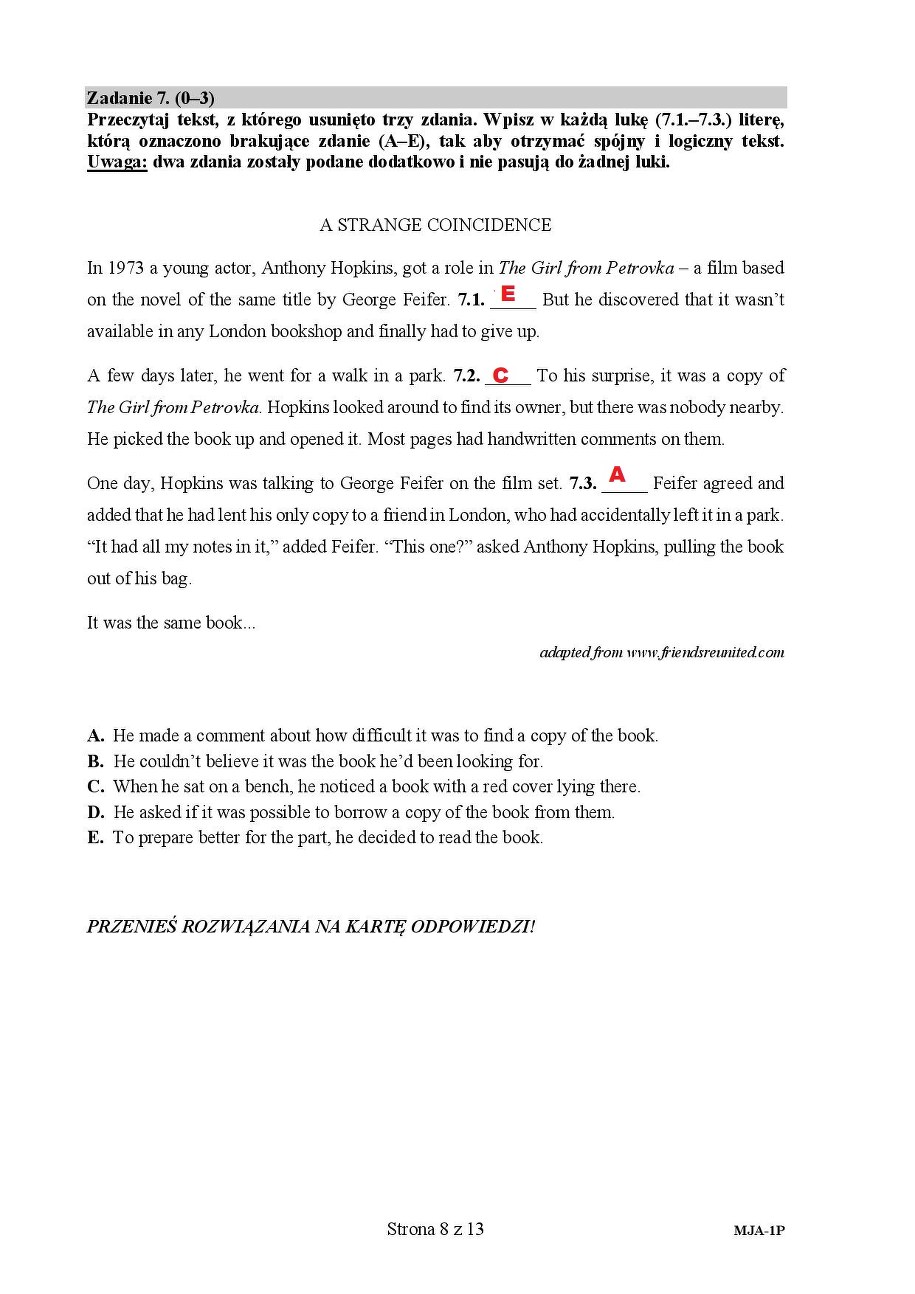 Angielski, matura 2020. Odpowiedzi z języka z angielskiego, poziom podstawowy /RMF FM