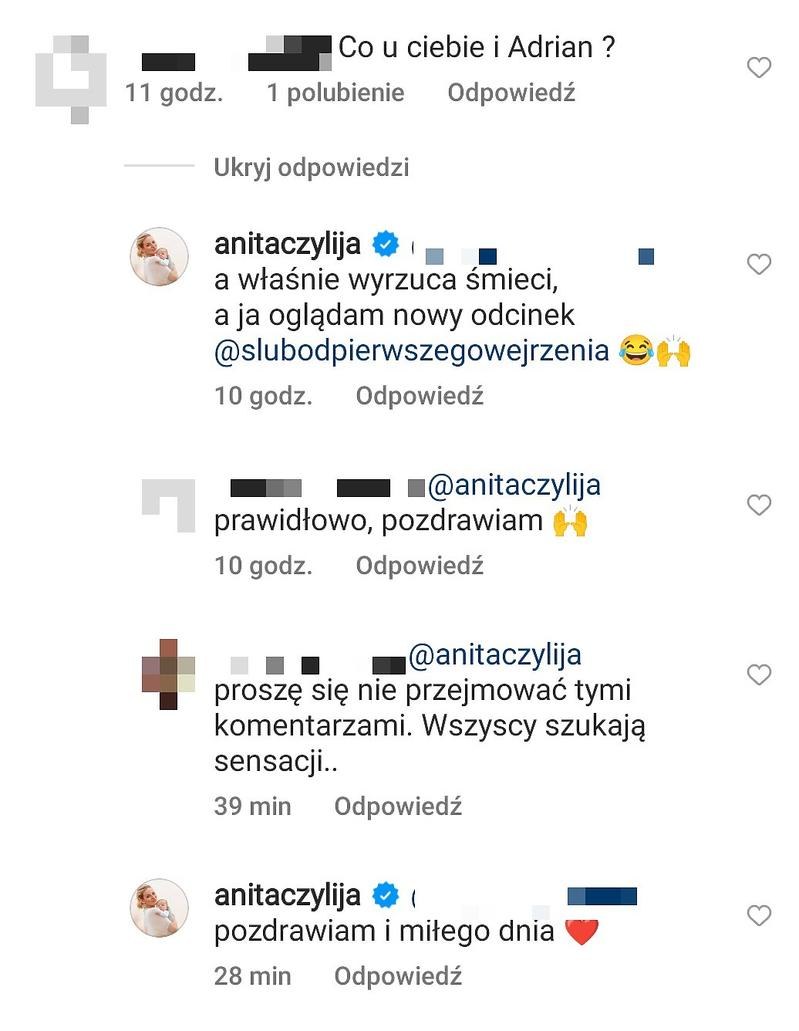 Anita Szydłowska ze "Ślubu od pierwszego wejrzenia" odpowiada fanom /instagram @anitaczylija
