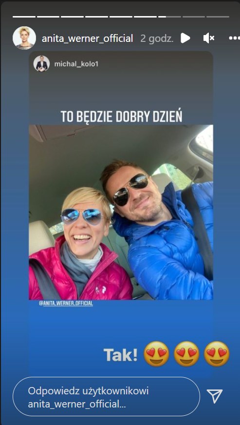 Anita Werner i Michał Kołodziejczyk: https://www.instagram.com/anita_werner_official/ /Screen z InstaStory  /Instagram