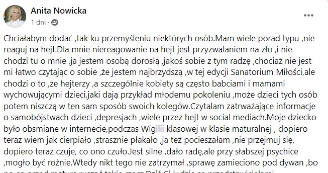 Anita z Sanatorium miłości 5 /@sanatorium_milosci_tvp /Facebook