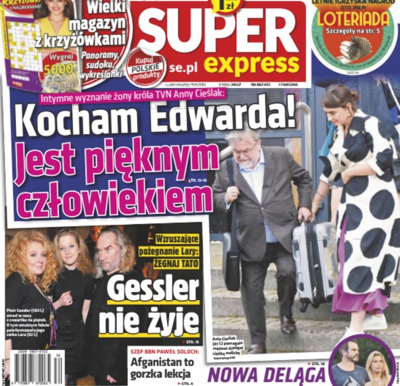 Anna Cieslak i Edward Miszczak na okładce "Super Expressu" /