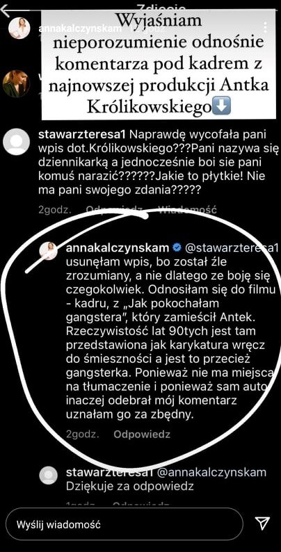 Anna Kalczyńska: instagram.com/annakalczynskam/ /Screen instastory /Instagram