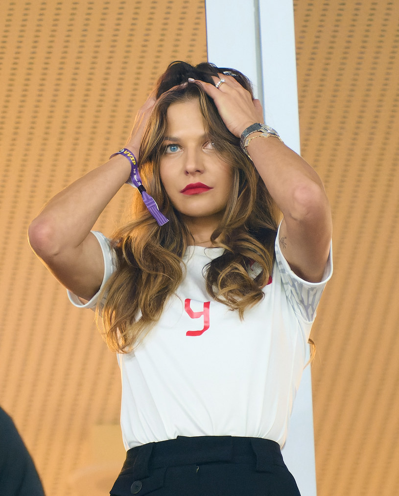 Anna Lewandowska podczas meczu Polska-Argentyna /Agencja FORUM