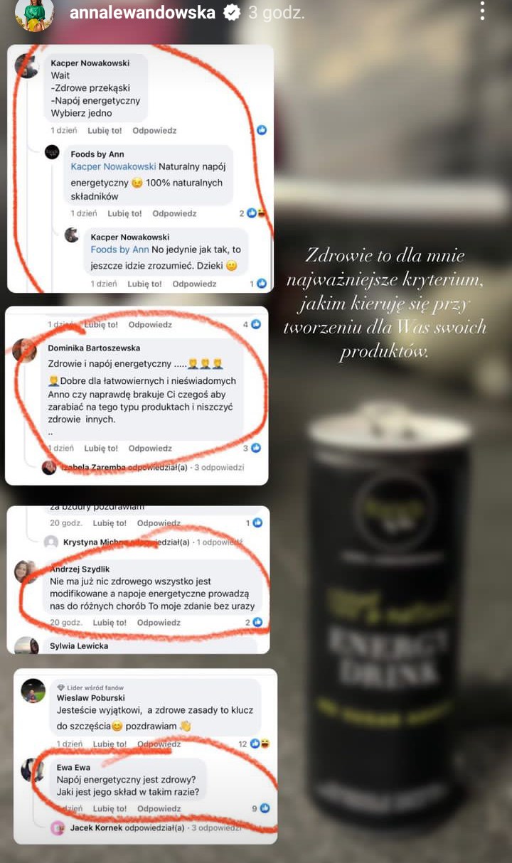 Anna Lewandowska spiera się o skład swoich energetyków /Instagram/ Anna Lewandowska /Instagram