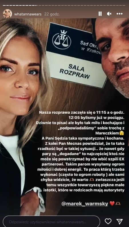 Anna Skura i jej mąż na rozprawie rozwodowej /www.instagram.com/whatannawears /Instagram