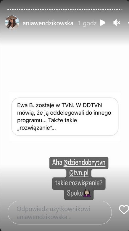 Anna Wendzikowska opowiada dalej o mobbingu w "Dzień Dobry TVN" /https://www.instagram.com/aniawendzikowska/?hl=pl