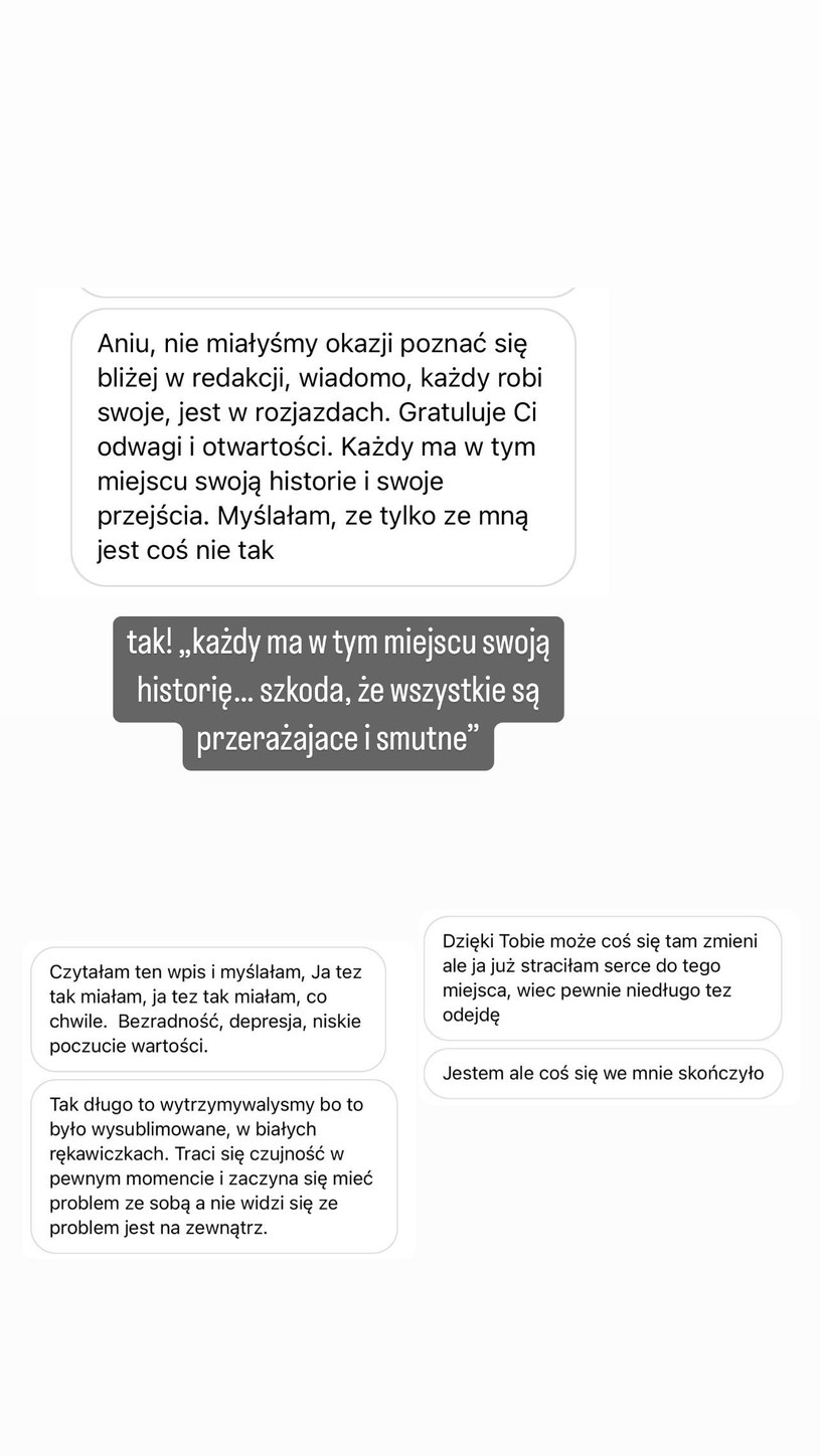 Anna Wendzikowska publikuje na Instagramie wiadomości od pracowników TVN /@aniawendzikowska /Instagram