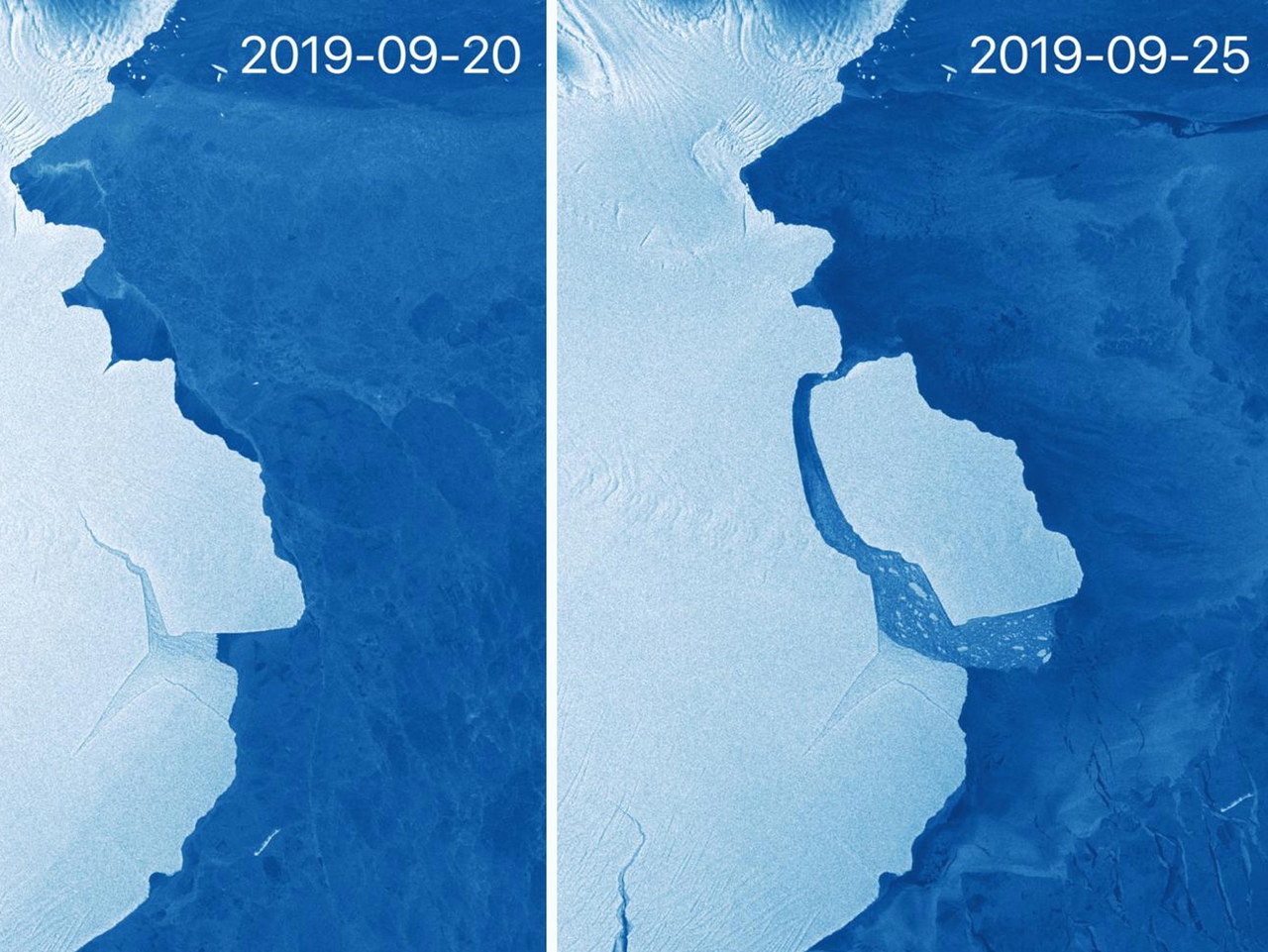 Antarktyda: Ważąca 315 mld ton góra lodowa oderwała się od lodowca szelfowego
