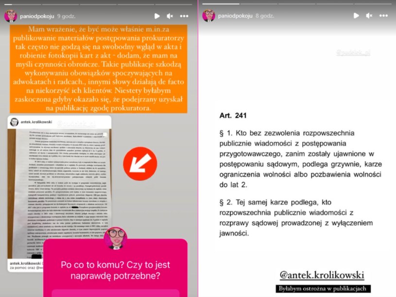 Antek Królikowski, Joanna Parafinowicz /screen Instastory z Instagrama @paniodpokoju /Instagram