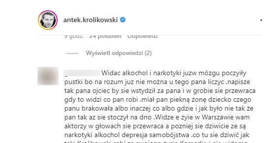 Antek Królikowski odpowiada internautom na Instagramie /@antek.krolikowski /Instagram