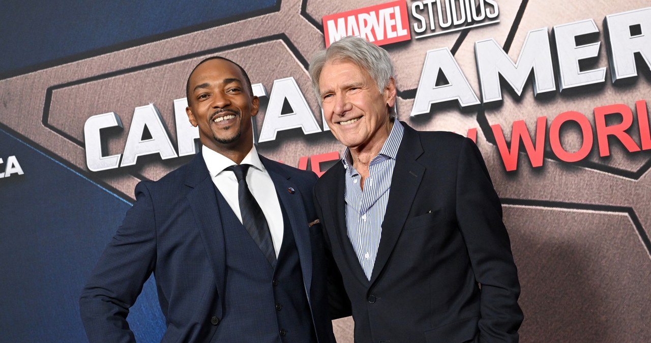 Anthony Mackie i Harrison Ford  na światowej premierze filmu "Kapitan Ameryka: Nowy wspaniały świat" (11 lutego 2025) /Axelle/Bauer-Griffin/FilmMagic /Getty Images