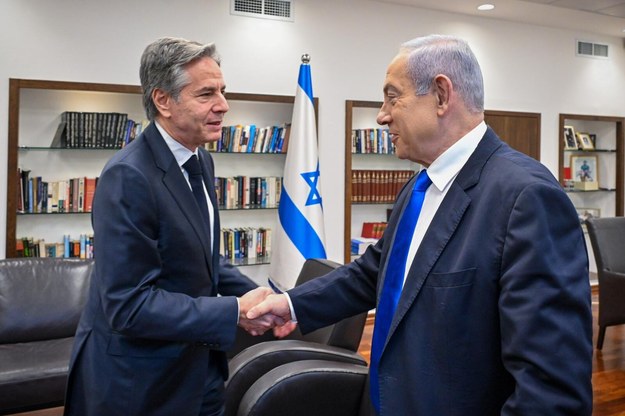 Antony Blinken (z lewej) i Benjamin Netanjahu /GOVERNMENT PRESS OFFICE /PAP/EPA