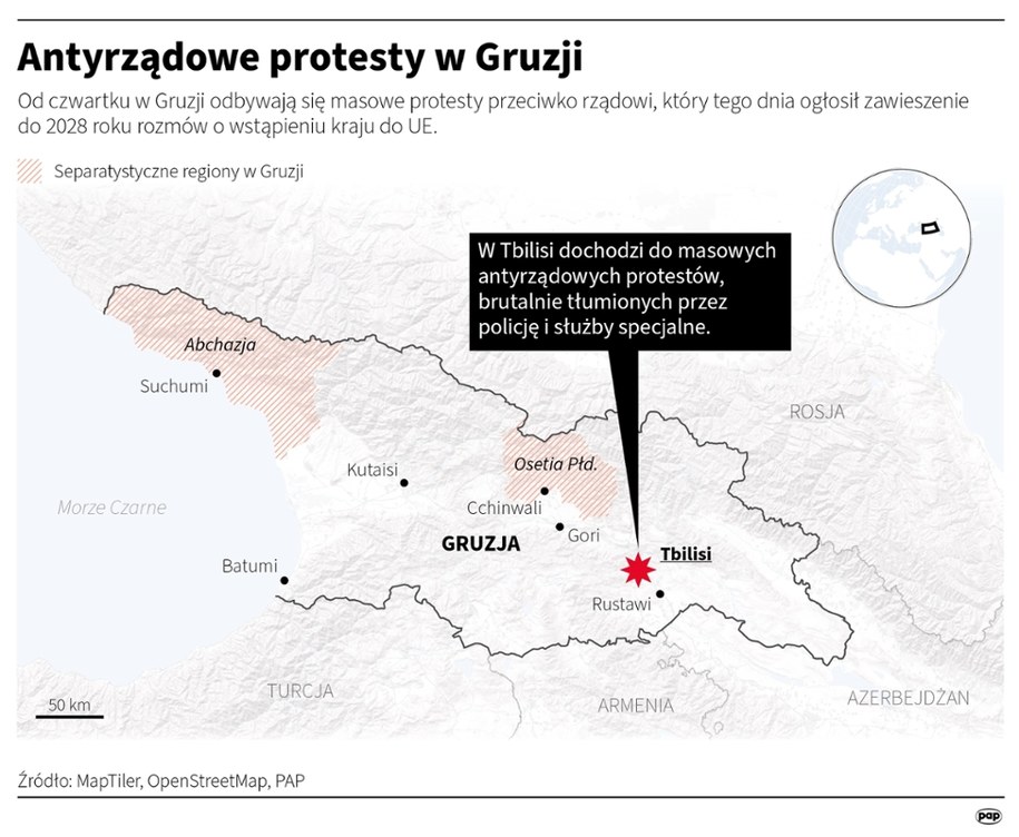 Antyrządowe protesty w Gruzji /Maciej Zieliński /PAP