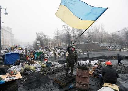 Antyrządowy protest w Kijowie trwa od listopada /PAP/EPA/SERGEY DOLZHENKO /PAP/EPA