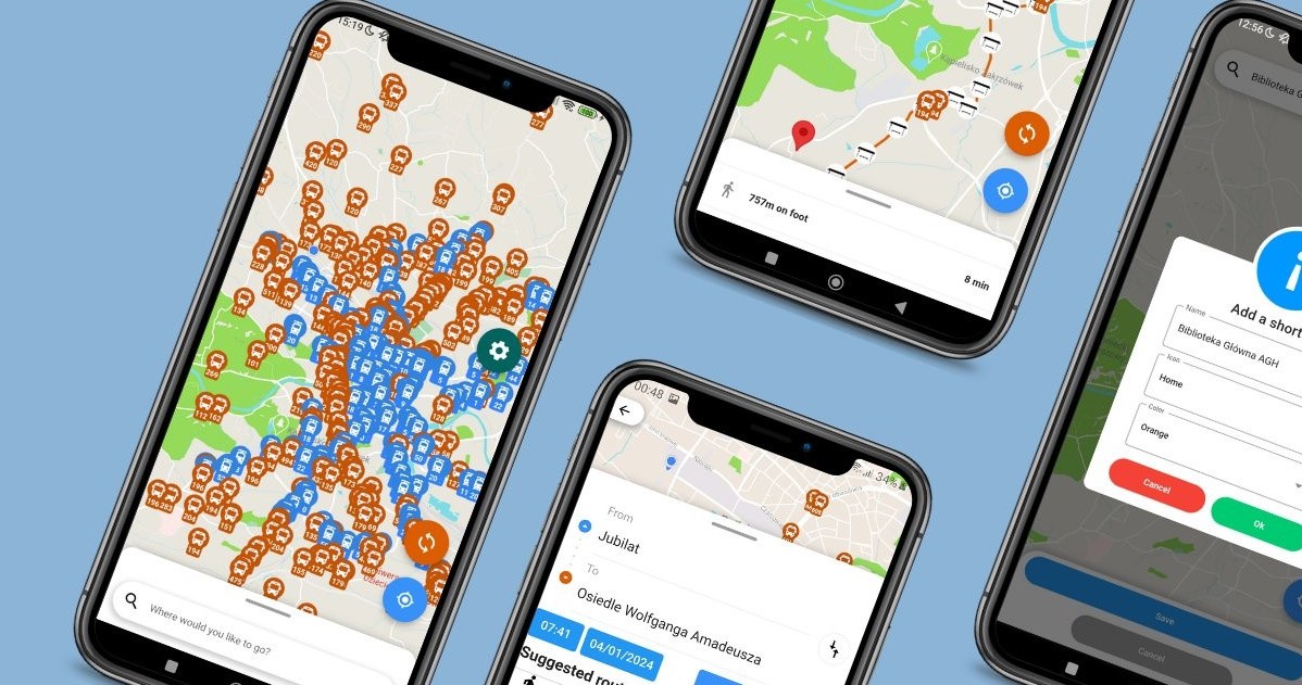 Aplikacja CityTransit pokazuje opóźnienia autobusów i tramwajów. Stworzyli ją studenci AGH. /AGH /materiały prasowe