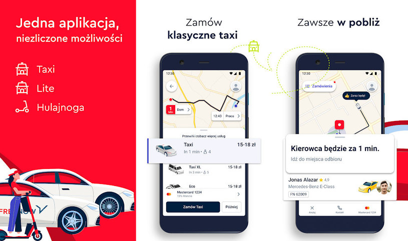Aplikacja do zamawiania taxi FREE NOW /Sklep Play /materiały prasowe