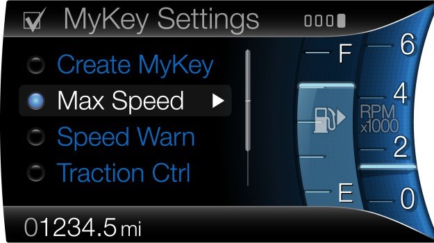 Aplikacja mykey umożliwia przypisanie do kluczyka m.in. funkcji blokady prędkości. /Ford