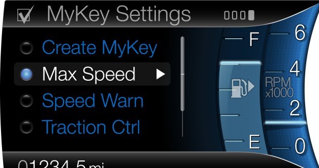 Aplikacja mykey umożliwia przypisanie do kluczyka m.in. funkcji blokady prędkości. /Ford