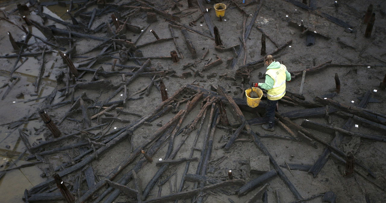 Archeolodzy z Jednostki Archeologicznej Uniwersytetu w Cambridge odkrywają zachowane w mule drewniane domy z epoki brązu /PETER NICHOLLS / Reuters / Forum /Agencja FORUM