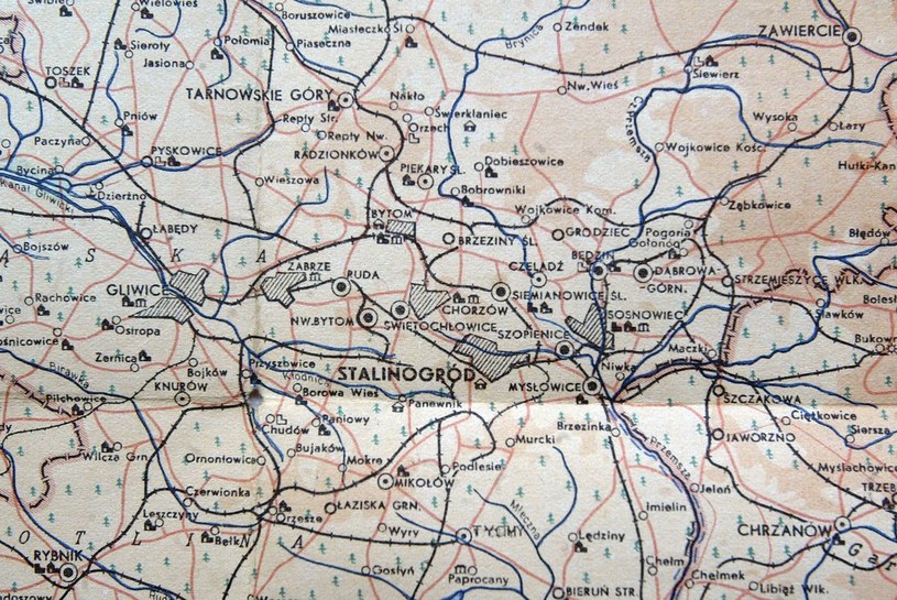 Archiwalna mapa Stalinogrodu /Michał Szalast /East News