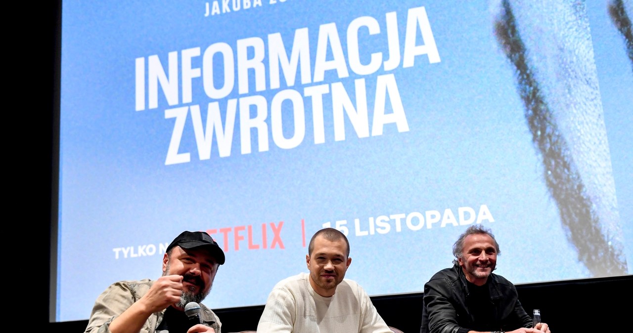 Arkadiusz Jakubik, Jakub Sierenberg i Leszek Dawid na pokazie "Informacji zwrotnej" /AKPA