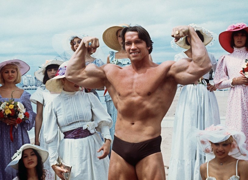 Arnold Schwarzenegger w 1977 roku na 38. festiwalu w Cannes /AFP