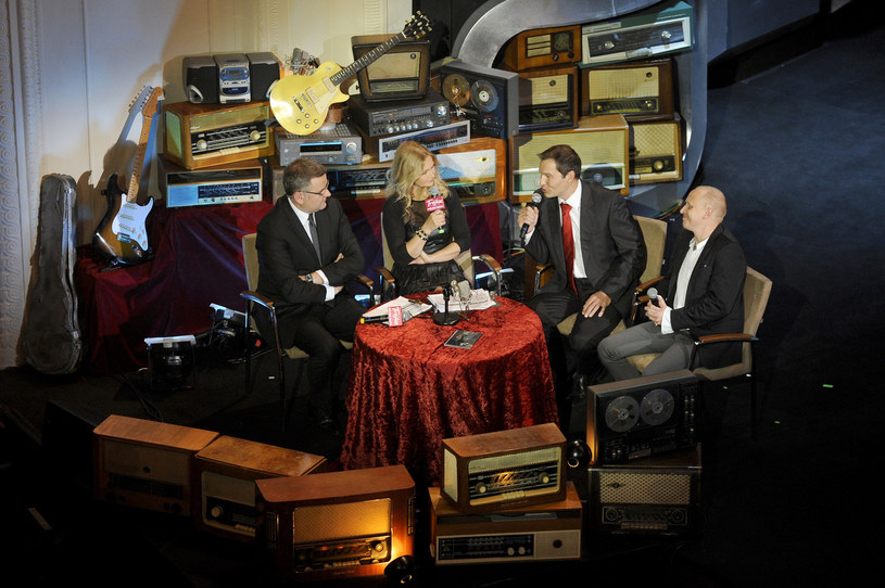 Artur Andrus, Grażyna Torbicka, Robert Kantereit i Piotr Stelmach na 50. urodzinach radiowej Trójki (2012) /AKPA
